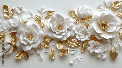 Elegant White and Gold Paper Flower Arrangement