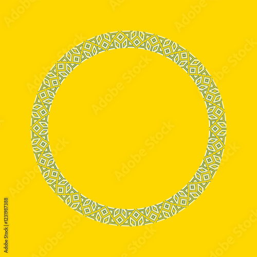 Vector illustration of round frame Ukrainian ornament in ethnic style, identity, vyshyvanka, embroidery for print clothes, websites, banners. Background. Geometric design, copy space, frame