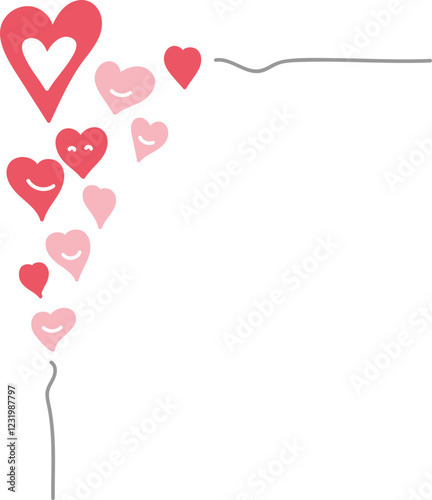 Colorful hearts on a white background border color clipart
