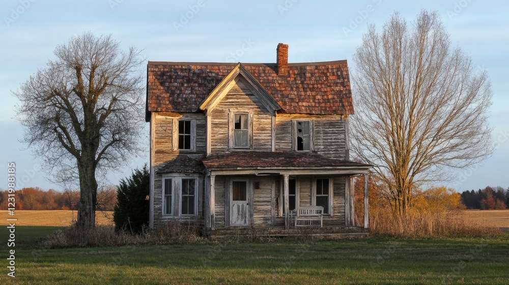 Abandoned Farmhouse in Autumnal Landscape Abandoned Farmhouse in Autumnal Landscape
