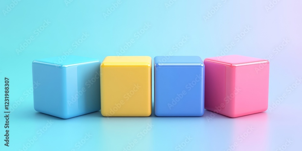 Obraz premium Abstract colorful cubes, geometric design, 3d render, Generative AI