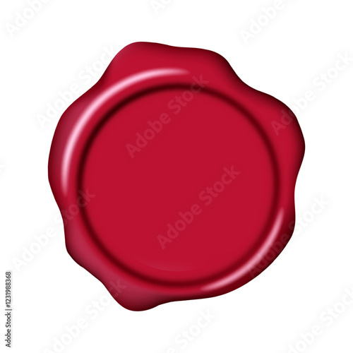 Wax seal stamp mockup. Red maroon color blank sealing wax stamp decorative element. Elegant vintage sign clip art for invitation, cards, letters, calligraphy design. 3d vector illustration.
