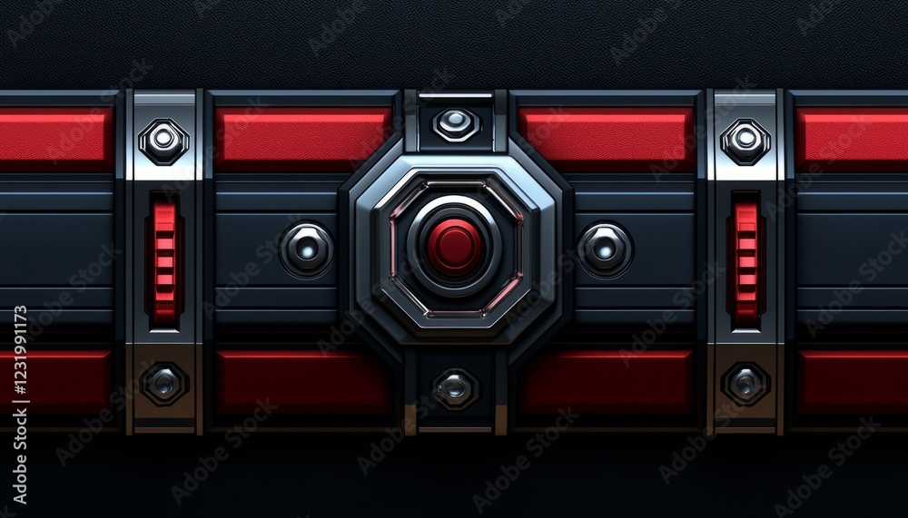 Fototapeta premium Abstract Red And Black Metallic Control Panel Design