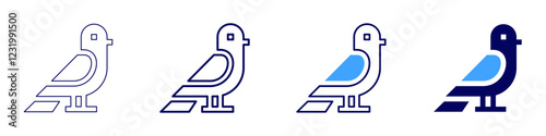 Bird identification icon in 4 different styles. Thin Line, Line, Bold, and Bold Line. Duotone style. Editable stroke