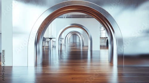 Wooden Floor Metal Arch