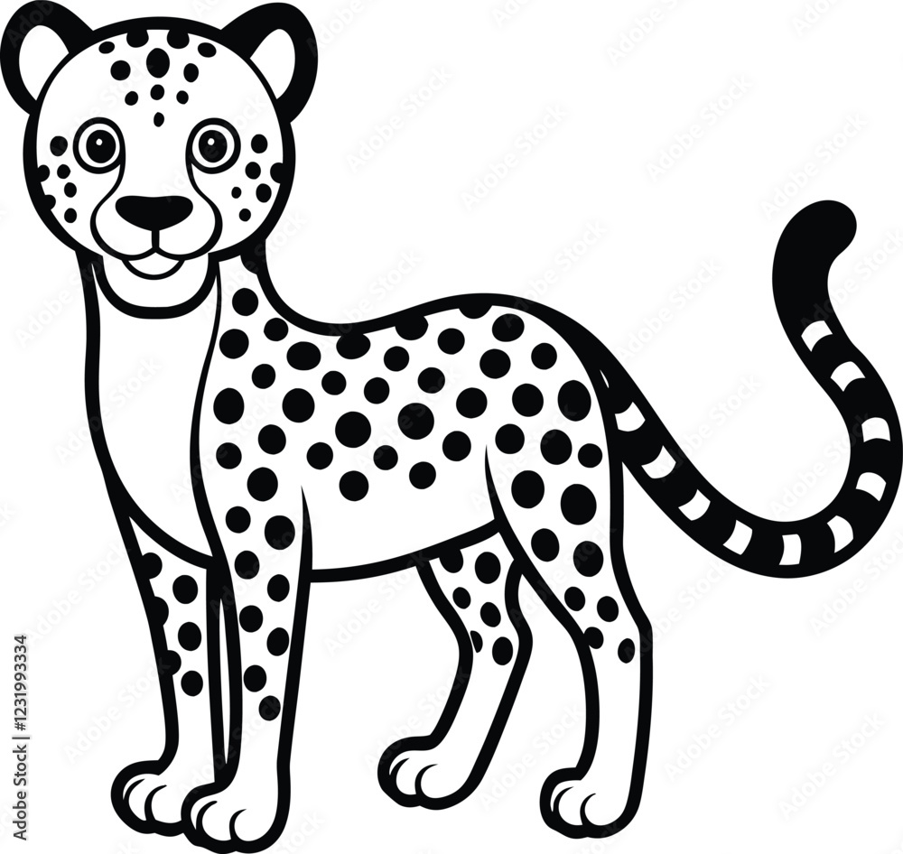 Fototapeta premium Coloring pages animals cute Cheetah silhouette illustration