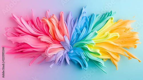 Rainbow paint splash burst, vibrant colors, pastel background, abstract art, design element photo