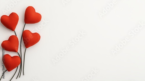 Romantic Red Hearts On White Background. Valentine's Day Design
