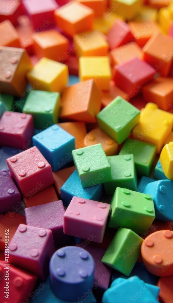 Naklejka premium Vibrant rainbow building blocks scattered, colorful background, art, blocks