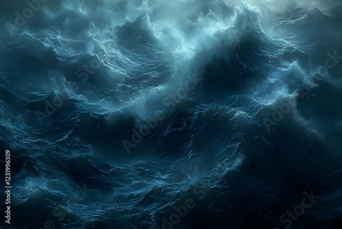 Dark Blue Ocean Waves Abstract Digital Art photo