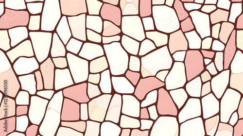 Seamless pink and beige stone mosaic texture background pattern for design