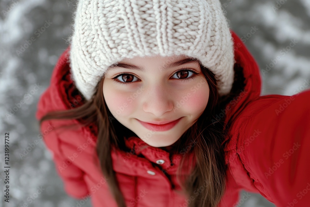 Girl in Red Jacket and White Hat Girl in Red Jacket and White Hat
