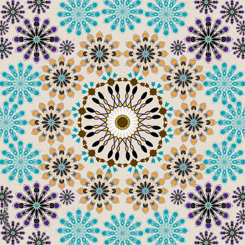 Indian ethnic tribal fabric patterns in a captivating mandala style featuring white. These designs ethnic blend traditional motifs with the rich heritage of  ethnic ancient Indian crafted for the text