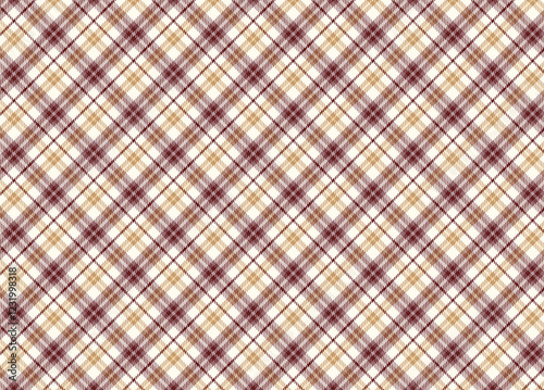 チェック柄のシンプルでシームレスなパターン背景 ブラウン/ベージュ
