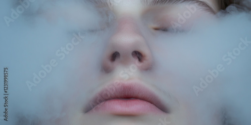 Close-up of Face Partially Obscured by Vapor photo