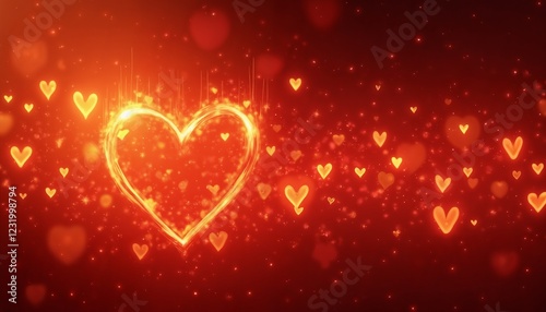 a red hearts burning with fire on a dark background with flames, an abstract dark backdrop for the Valentine's Day celebration