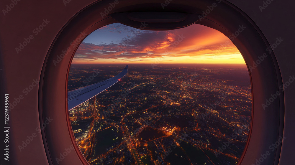 Plane window on flight. 3d aircraft inside view. Airline travel illustration for vacation mockup. White realistic layout of plain illuminator element set. Business journey or voyage transport. Plane window on flight. 3d aircraft inside view. Airline travel illustration for vacation mockup. White realistic layout of plain illuminator element set. Business journey or voyage transport.