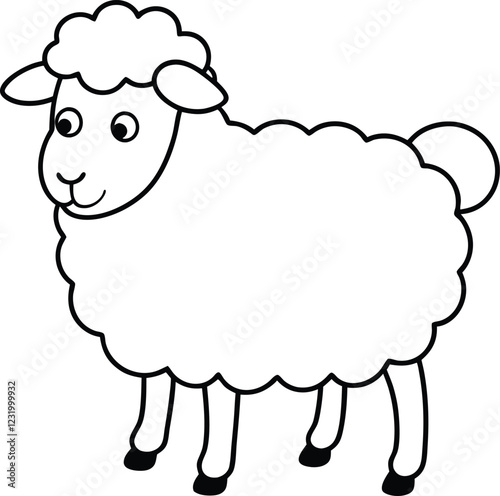 Coloring pages animals cute Sheep line art vector illustration