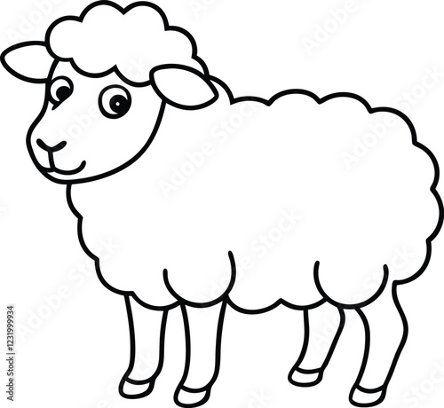 Coloring pages animals cute Sheep line art vector illustration
