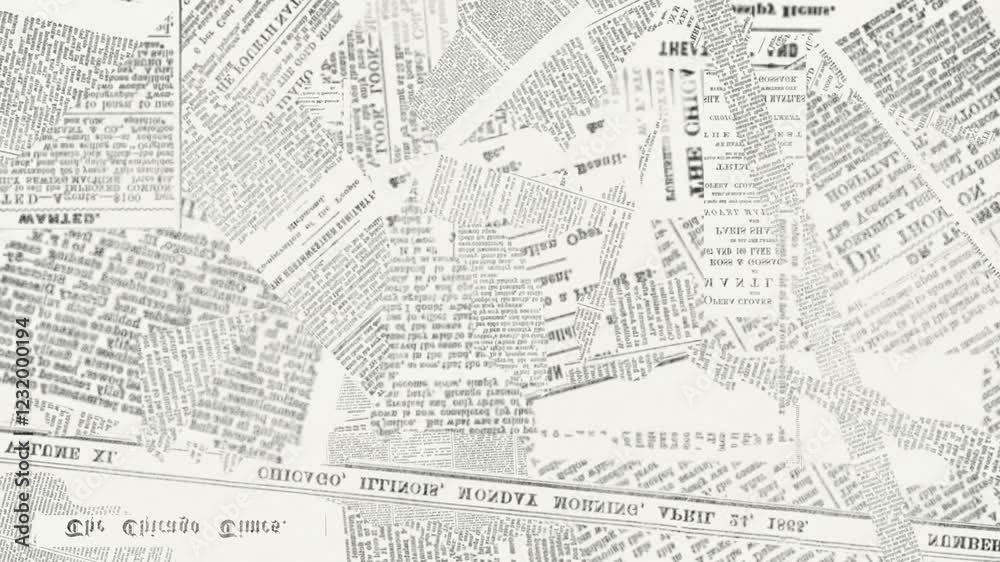 Old ripped torn collage faded newspaper grunge placard Texture Background or backdrop. Seamless looping