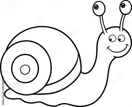 Coloring pages animals cute Snail line art vector illustration