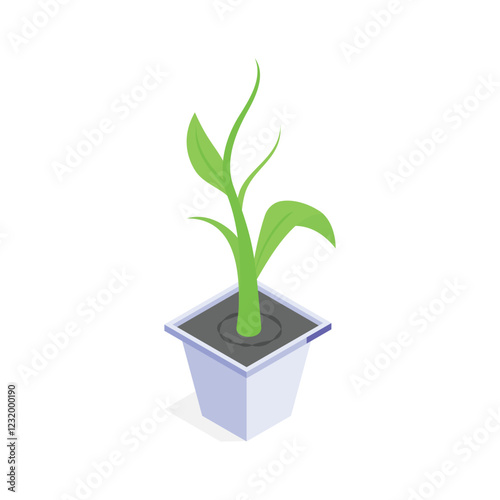 This vibrant, stylized icon showcases a small plant growing in a light purple pot