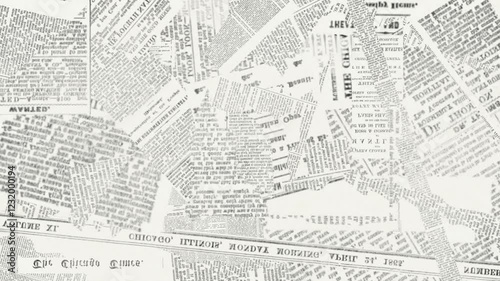 Old ripped torn collage faded newspaper grunge placard Texture Background or backdrop. Seamless looping