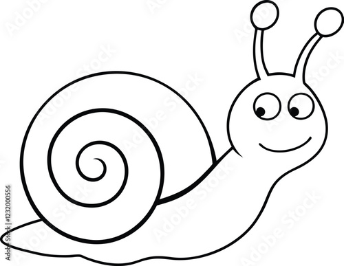 Coloring pages animals cute Snail line art vector illustration