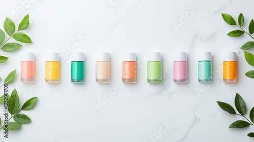 Wallpaper Mural The bottles are of various colors, including pink, green, yellow, and orange Torontodigital.ca