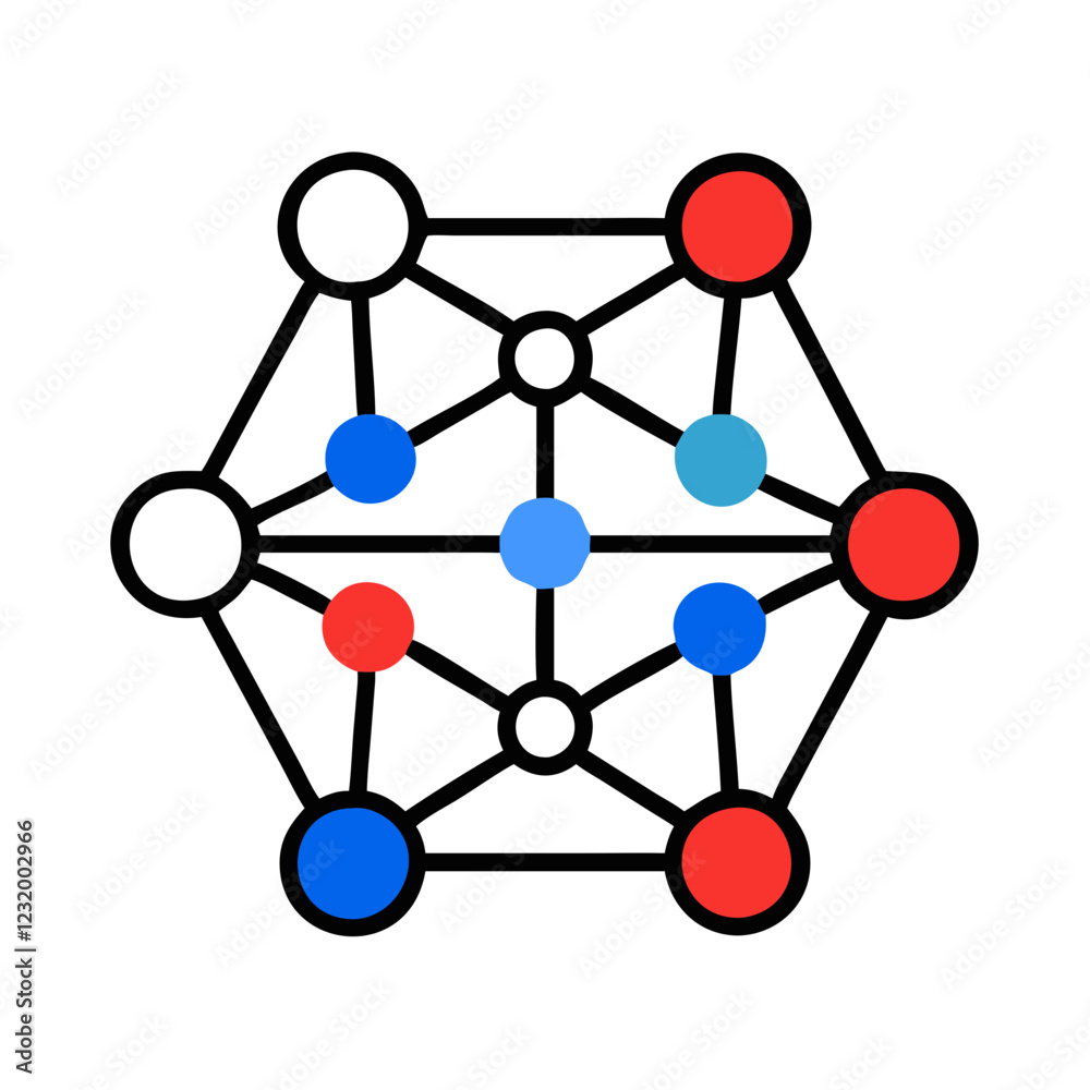 Neural Network Structure Icon, Vector Art Neural Network Structure Icon, Vector Art