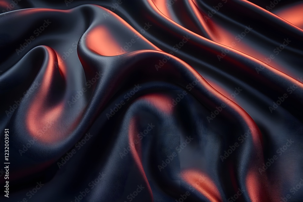 Luxurious Black and Red Satin Fabric Waves for Elegant Design and Background Concepts