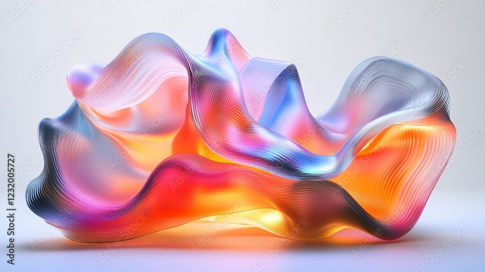 Fototapeta premium Abstract colorful shapes, iridescent design, 3d render, Generative AI