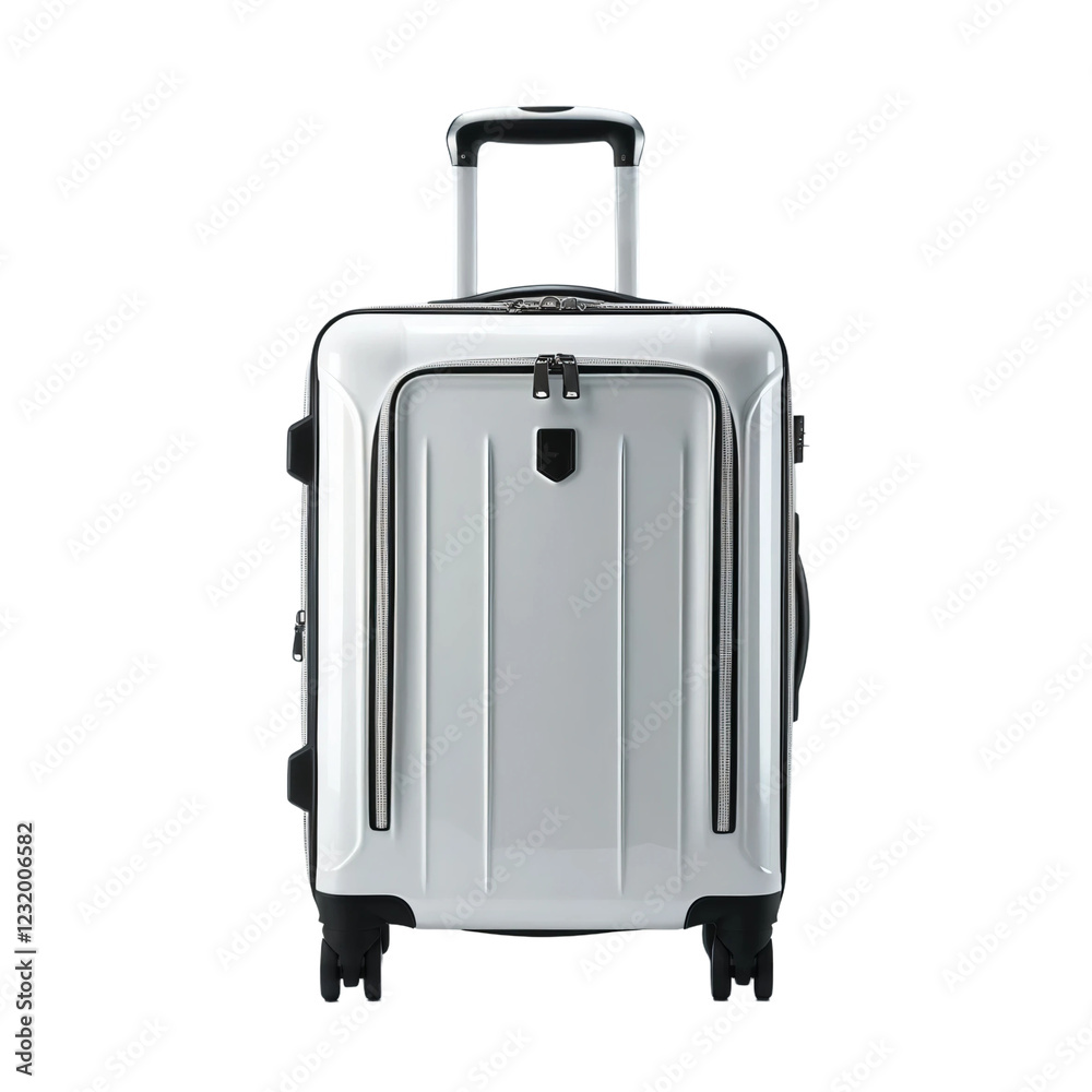 White travel suitcase isolated on transparent background White travel suitcase isolated on transparent background