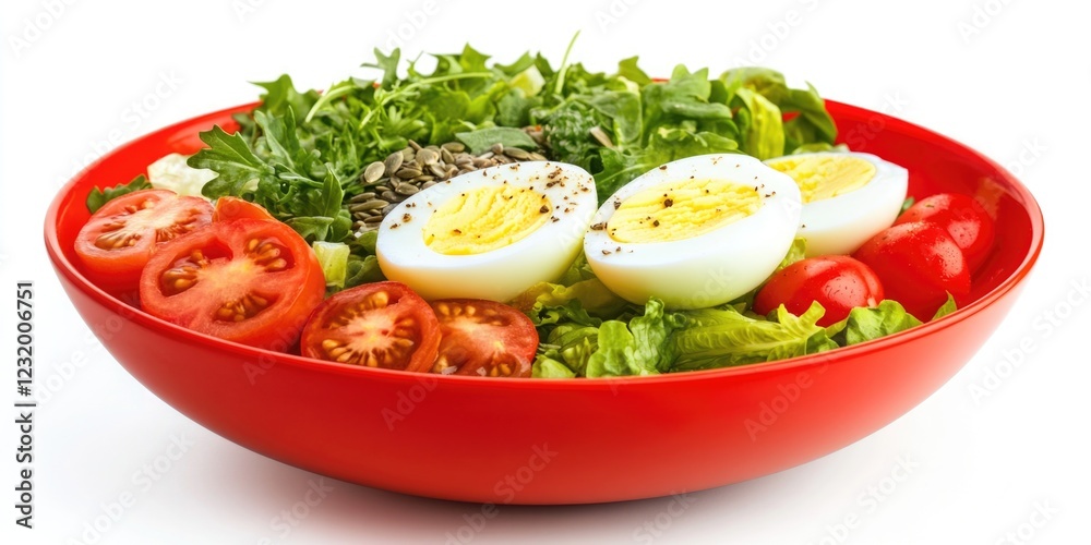 Bowl of salad with eggs and tomatoes Bowl of salad with eggs and tomatoes