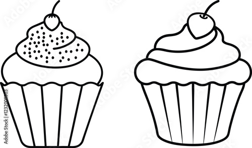 Cupcake line art coloring page useful for kids