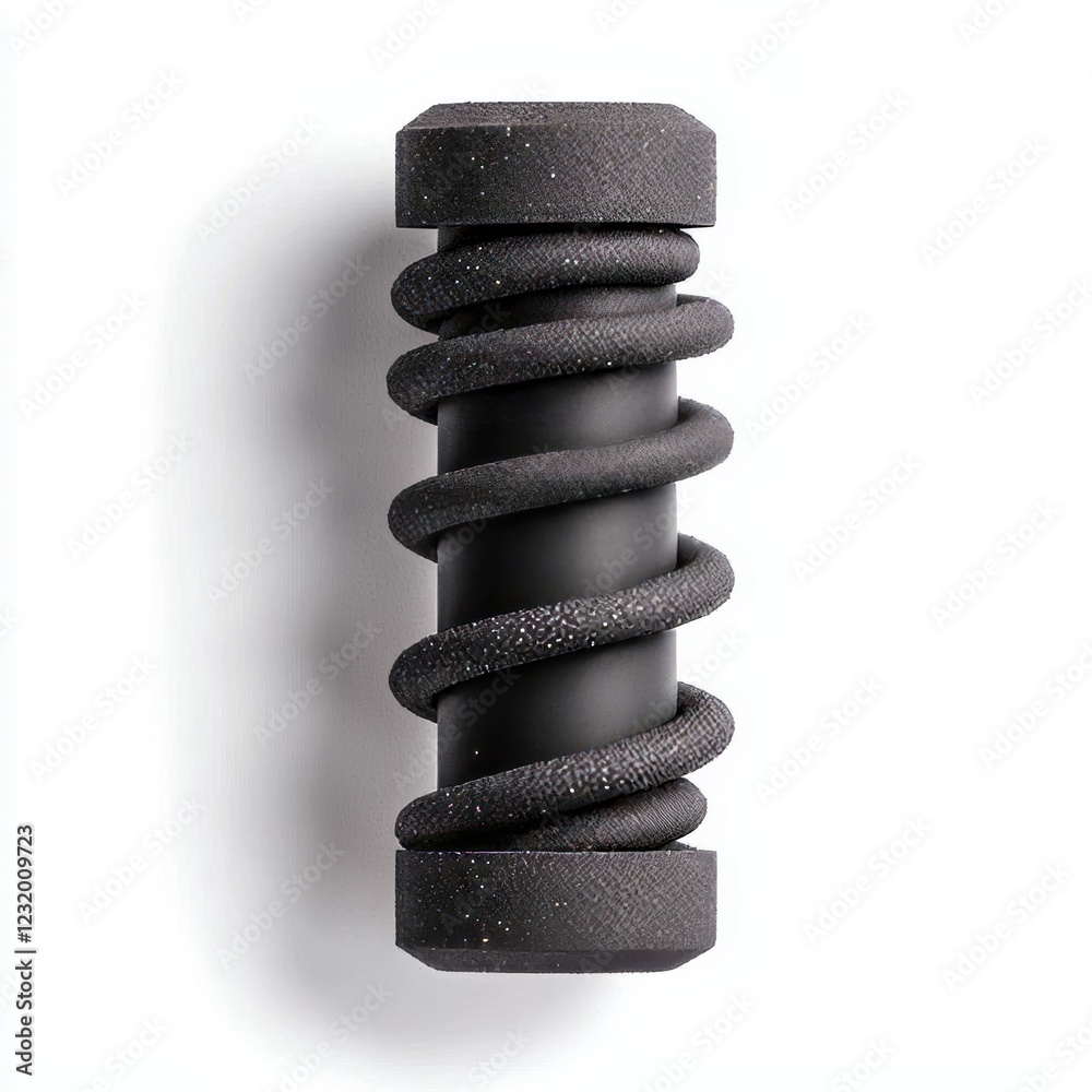 Closeup of a complex metallic spiral coil or spring, embodying engineering technology and manufacturing principles Closeup of a complex metallic spiral coil or spring, embodying engineering technology and manufacturing principles