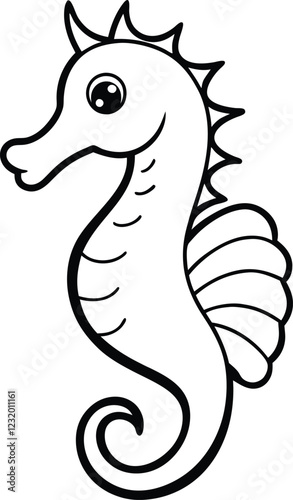 Sea horse coloring page useful as coloring book for kids illustration