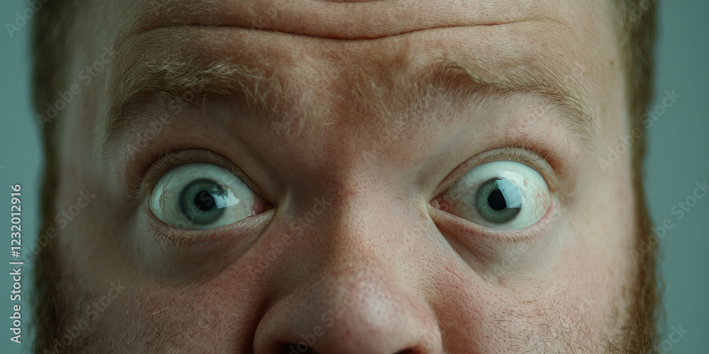 Close-up of a Man's Face Showing Wide Eyes Close-up of a Man's Face Showing Wide Eyes