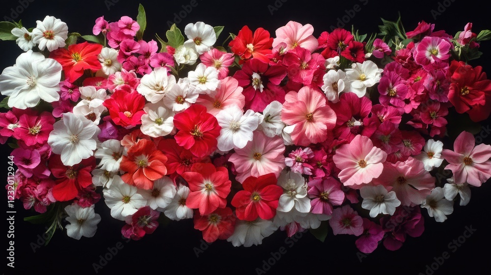 Fototapeta premium Pink and White Flowers on Black Background
