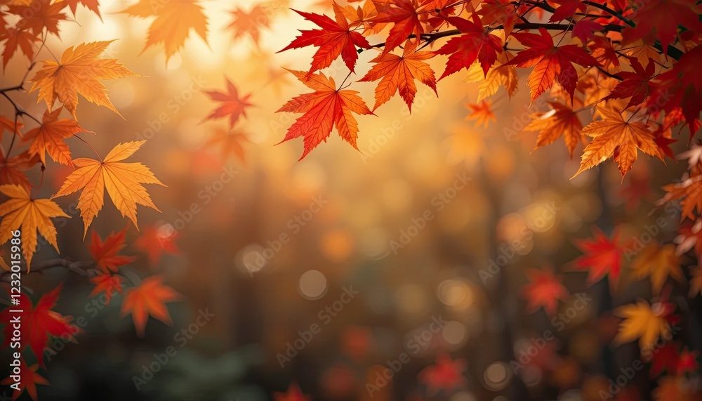 fAutumn season web banner design with red and yellow maple leaves and soft focus light, perfect for fall-themed promotional activities and ads fAutumn season web banner design with red and yellow maple leaves and soft focus light, perfect for fall-themed promotional activities and ads