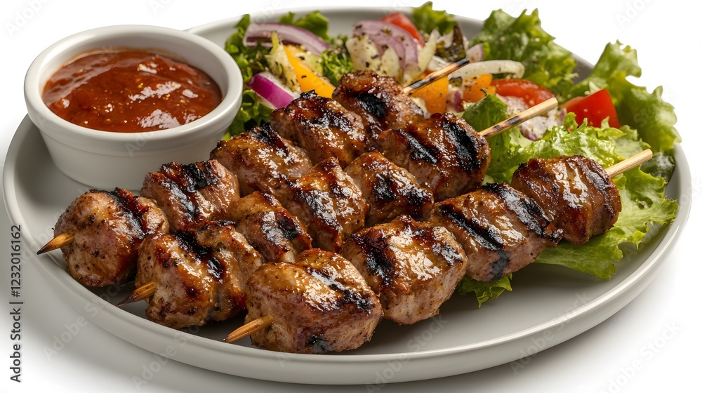 Grilled Pork Skewers with Zesty Sauce