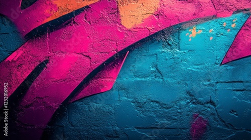 Vibrant Abstract Blue Graffiti Background with Splashes of Color and Artistic Texture Ideal for Creative Projects