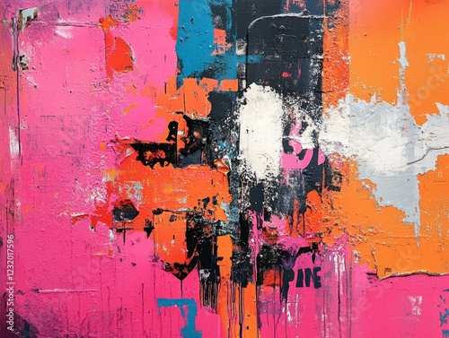 Colorful Abstract Wall Art with Vibrant Brush Strokes and Dynamic Composition for Modern Interior Decor