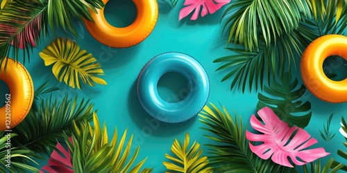Pool Ring with Palm Leaves