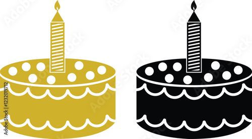 Cakes flat or line icon set collection. Vector of different types of beautiful modern cakes such as chocolate cake, Napoleon cake, tiramisu , eclair and cheesecake. Isolated on transparent background.