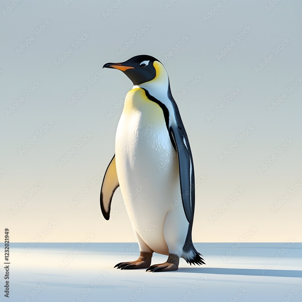 Fototapeta premium A Cute Emperor Penguin Standing Upright on a Clean White Background