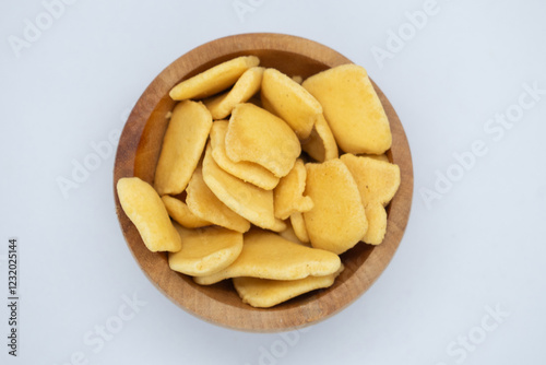 Muruku snack bowl is a popular savory snack with a fish flavor.