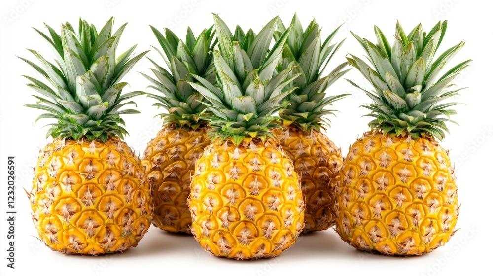 Fresh Ripe Pineapples Isolated on Clean Background for Food Photography and Culinary Use Fresh Ripe Pineapples Isolated on Clean Background for Food Photography and Culinary Use