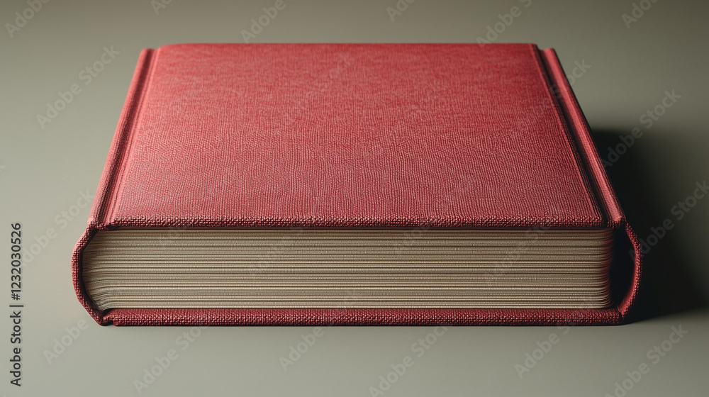 Fototapeta premium A red book resting on a dark textured surface