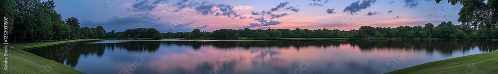 Obraz premium A breathtaking sunset sky with clouds, creating an enchanting and serene backdrop for creative expression. The sun sets behind the horizon, casting warm hues across the landscape as it slowly 
